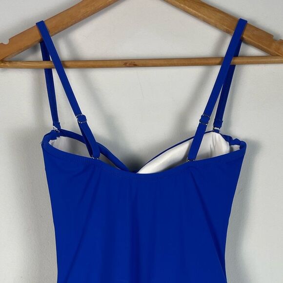 Gottex Profile Size‎ 6 Bandeau Swim Dress One Piece Swimsuit NEW Blue - Picture 10 of 14